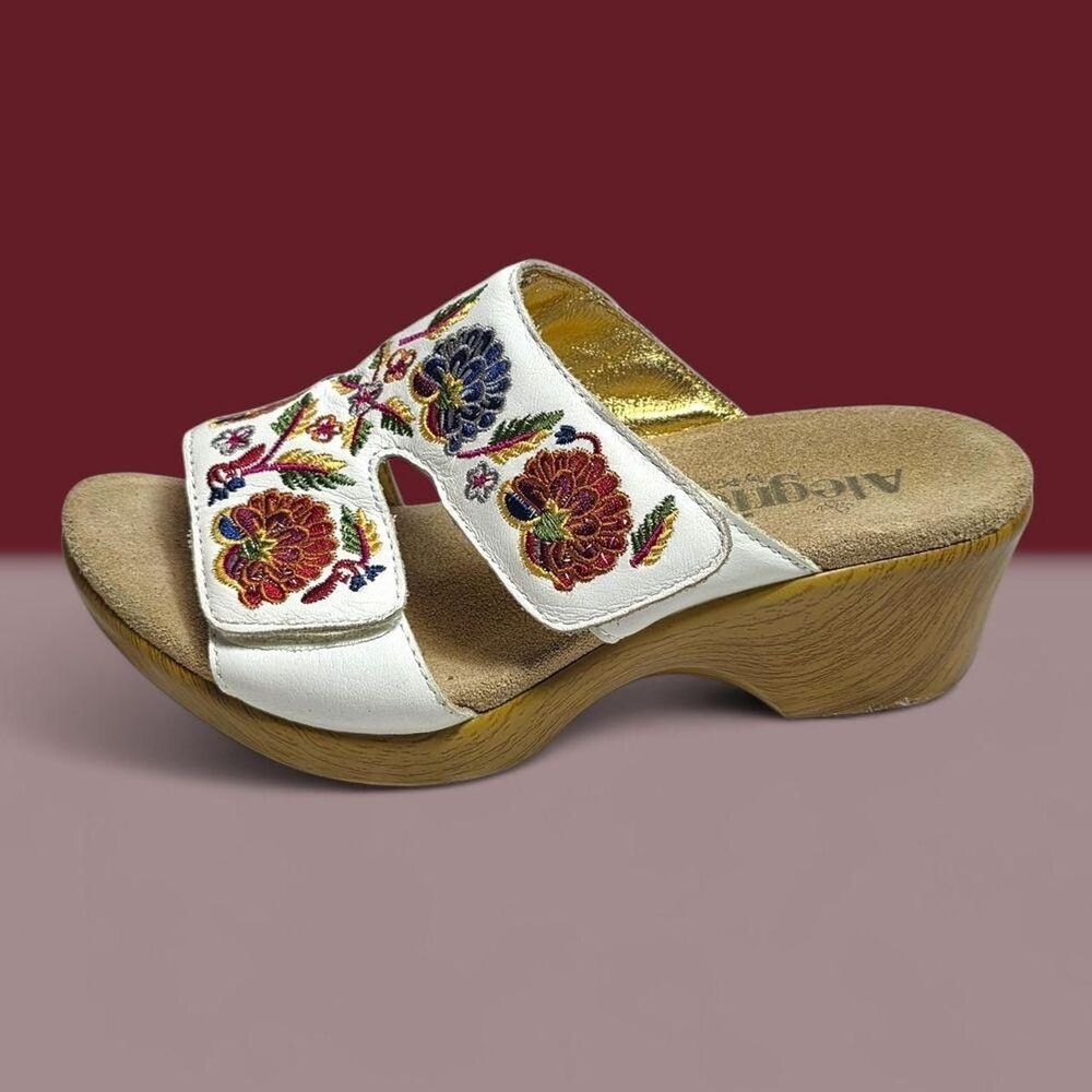 Alegria Women's White and Red Mules